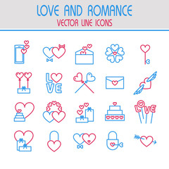 Modern thin line icons set of Valentine's Day