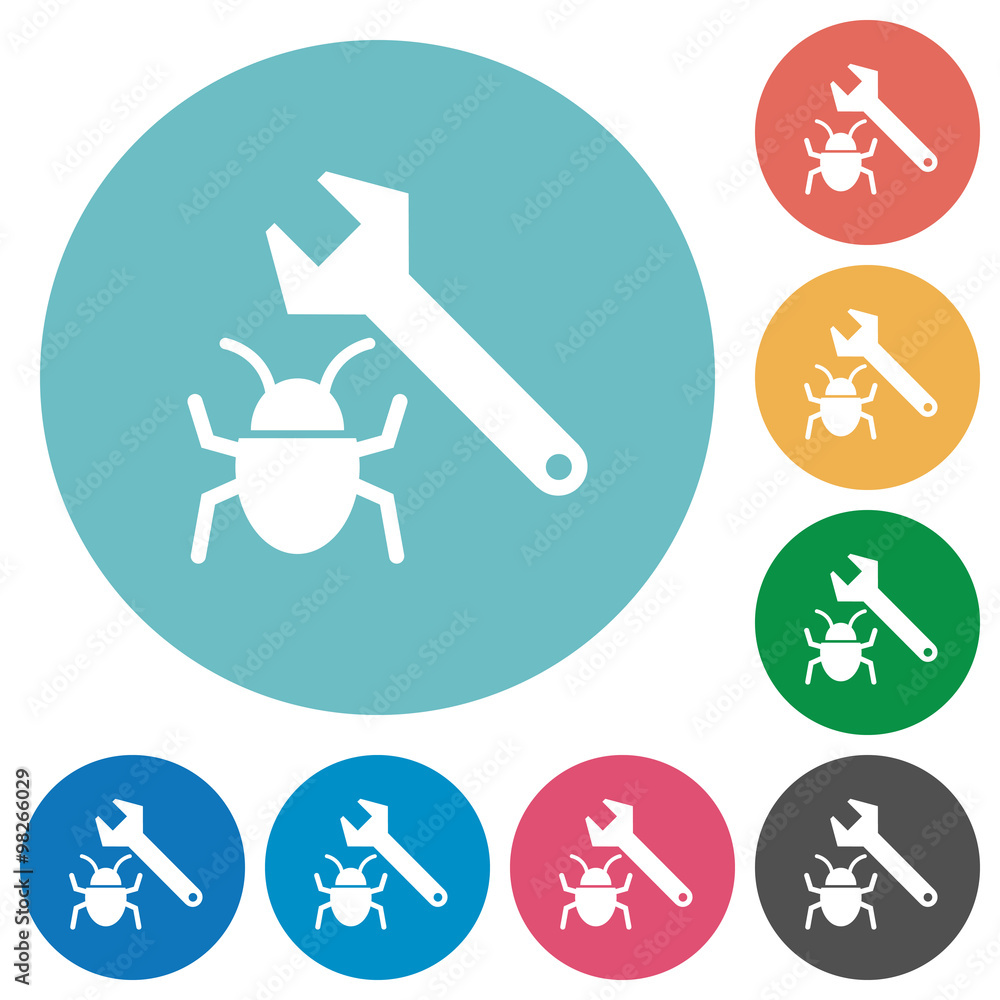Poster flat bug fixing icons