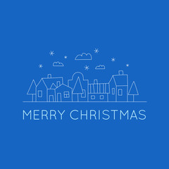 Fototapeta premium Doodle Winter landscape Merry Christmas and Happy New Year.