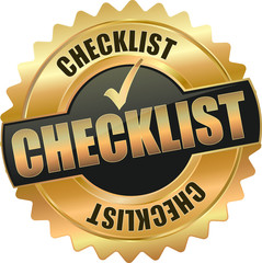 golden shiny vintage checklist 3D vector icon seal sign button shield star with checkmark