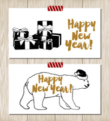 New Year cards set.