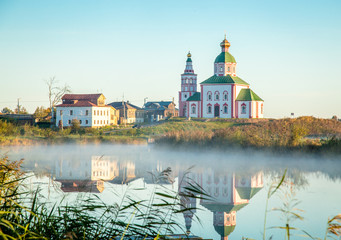 Orthodox church near river - Suzdal Russia - obrazy, fototapety, plakaty