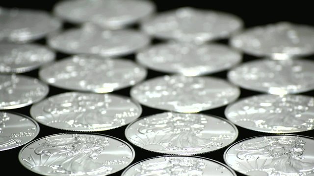 Finance Money Silver Bullion Coins - Silver Eagle Isolated Black