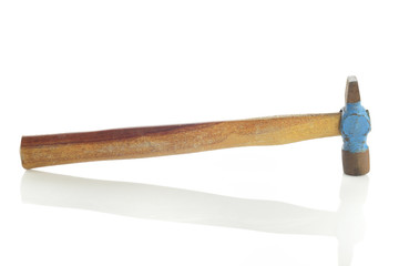 Hand Tool - Hammer / High resolution image of cross peen hammer with wooden handle on white background