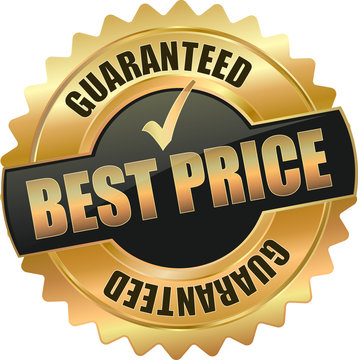 golden shiny vintage best price 3D vector icon seal sign button star with checkmark
