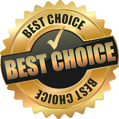golden shiny vintage best choice 3D vector / icon seal sign button shield star with checkmark