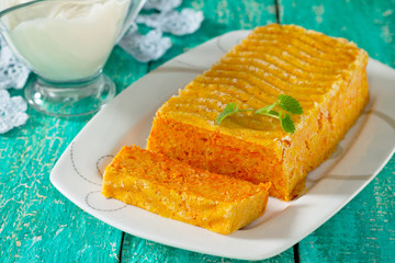 Carrot casserole with sour cream sweet cream