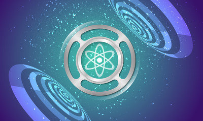 Vector abstract background with circular objects and science ico