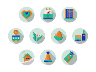 Round icons collection for Xmas holidays