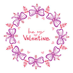 Valentines day handwritten card with cute frame. Hand drawn vector lettering