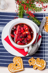 Ukrainian and russian national red borscht.