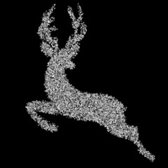 Santa's reindeer of 150.000 snowflakes on a black background