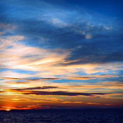 Beautiful sunset under river
