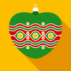 Green Christmas Bauble in Flat Style 