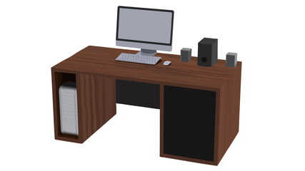 Vector illustration of workplace desk in office or home.; 