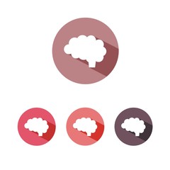 Icono de un cerebro sobre fondos en tonos rojos. Ilustración vectorial