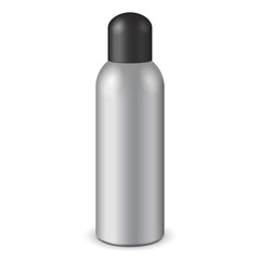 Gray Aerosol Spray Metal Bottle Can With Lid Cap: Paint, Graffiti, Deodorant EPS10 