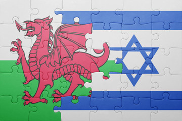puzzle with the national flag of israel and wales