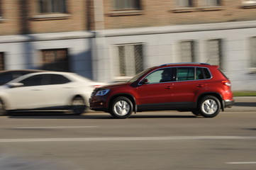 Fototapeta na wymiar Red Motion Car