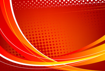 Red abstract background. Wavy lines on a red background