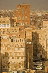 La città vecchia di Sana'a, case decorate, palazzi, minareti, moschee, Yemen