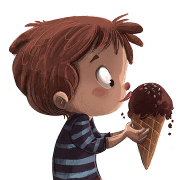 niño comiendo helado