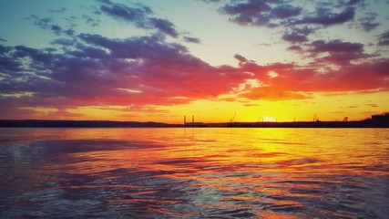 Beautiful sunset over the lake