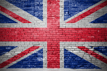 Ziegelsteinmauer mit Flagge Großbritannien