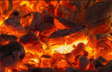 Burning crimson campfire