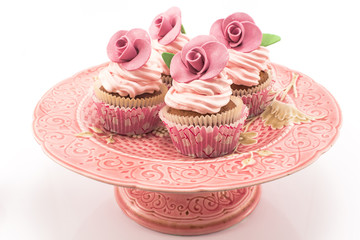 Vintage cupcakes an antique tray