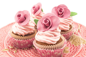 Vintage cupcakes an antique tray