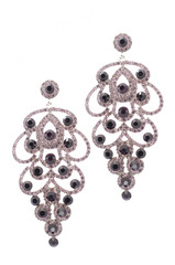 earrings inlaid with gems on a white background