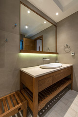 Naklejka na ściany i meble Lavatory and mirror in modern bathroom interior
