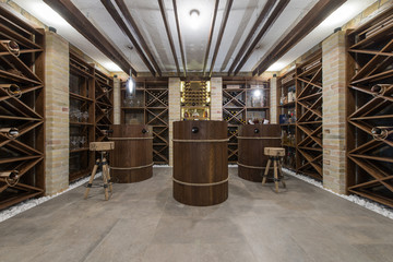 Modern wooden winery or wine cellar