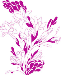 Fototapeta na wymiar Flowers contour drawing