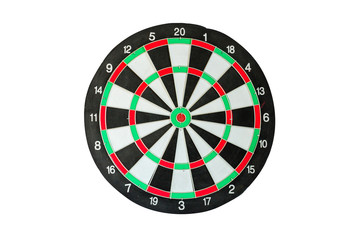 Isolated old classic darts board on white background