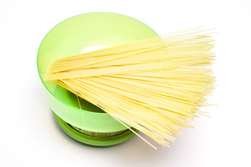Spaghetti on a kitchen scale