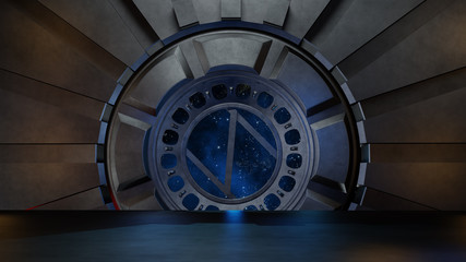 Naklejka premium Space environment, ready for comp of your characters.3d rendering