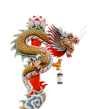 Dragon statue isolated on white background