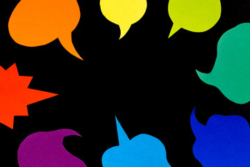 Fototapeta premium The Handmade Colorful Origami Balloons on the Black Background