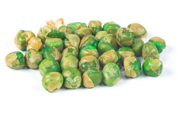 Green pea scattered on white
