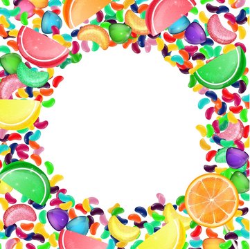 Colorful candy background with jelly beans, and jelly candies
