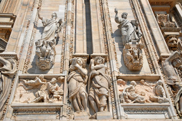 Italy, Milan Duomo cathedral wall  details.