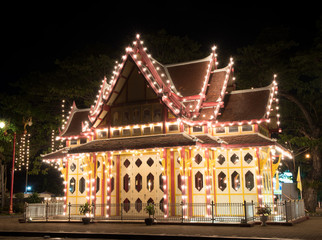 HUA HIN ,THAILAND - Dec11,2015 : king pavilion decorative night