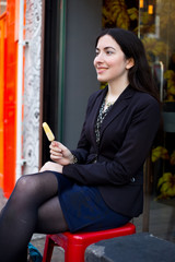 young woman enjoying an ice cream