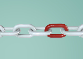 Obraz premium Chrome chain with a blue link 