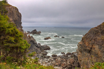 Fototapeta na wymiar CA-Redwoods National Park-The Pacific Ocean is a spectacular sight along the coast of Northern California.