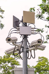 Security CCTV camera and urban video at public park