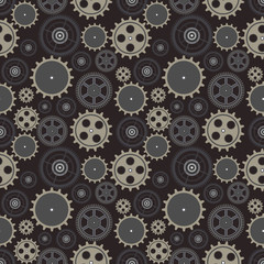 Seamless vector pattern, background with elements of the watch on the dark backdrop