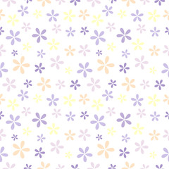 Seamless vector pattern. Background with elements of colorful flowers  over light backdrop